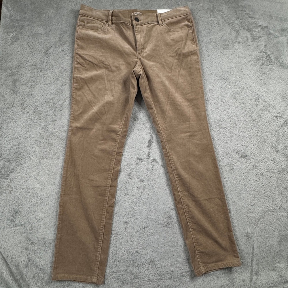 NWT Loft Modern Skinny Micro Corduroy Pants Women 12P Tan Petite‎ Slim Fit